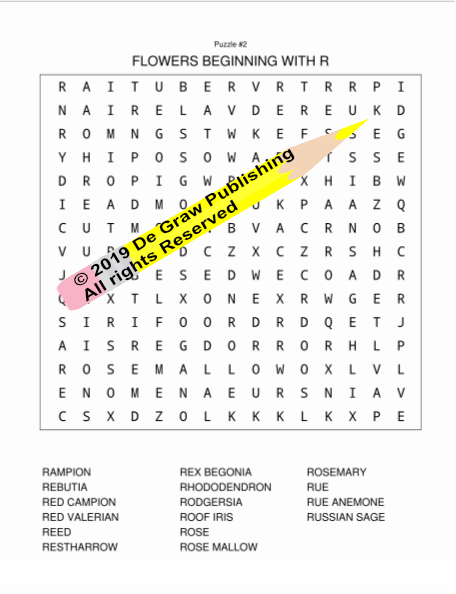 flower and garden word search