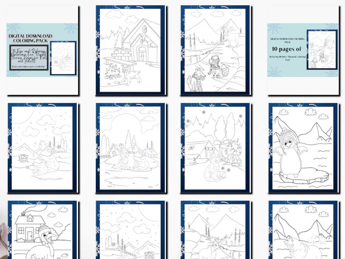10 Fun and Relaxing Wintertime Fun Digital Coloring Pages for Kids and Adults